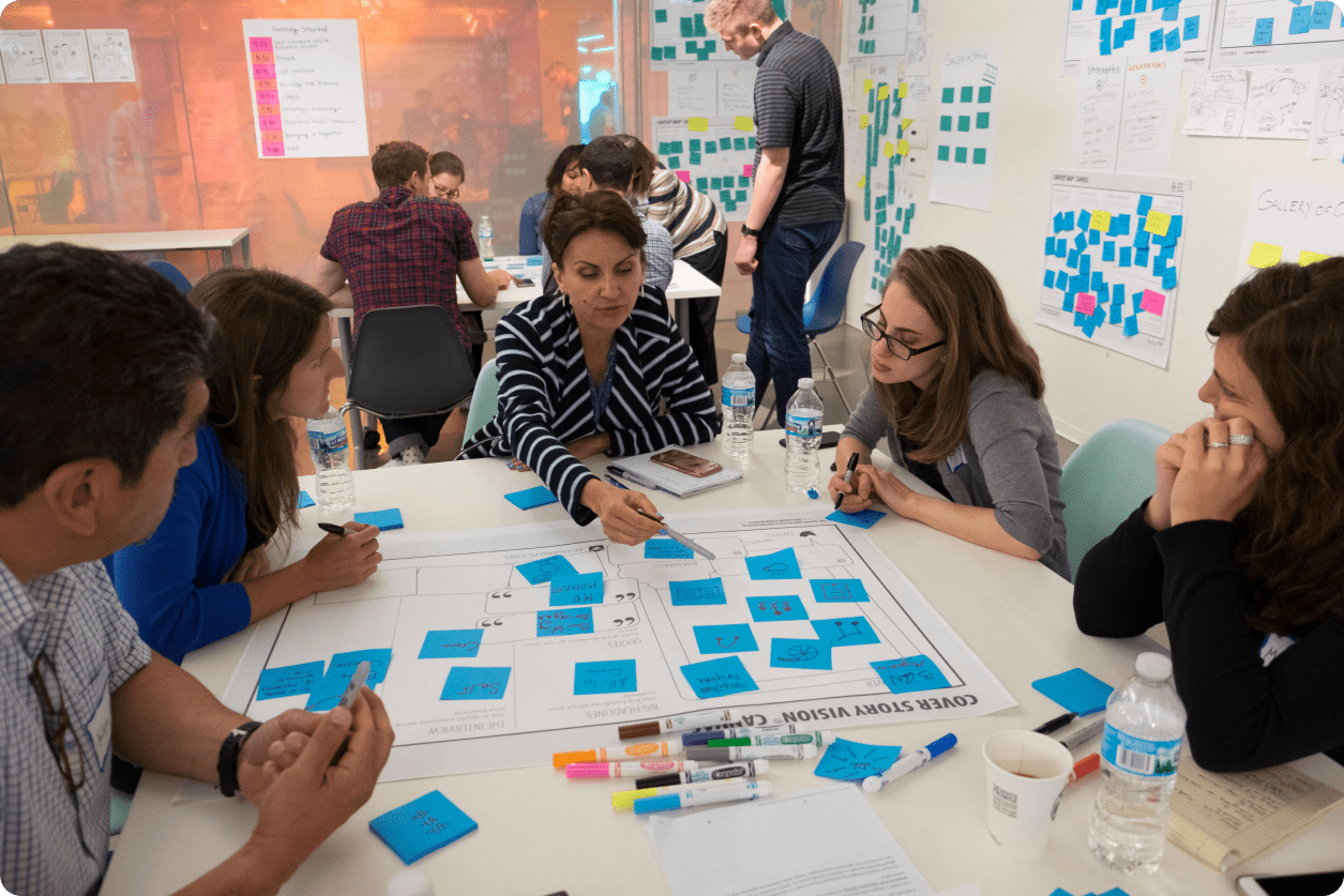 people working with canvas during an event